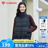 坦博爾羽絨服馬甲女立領(lǐng)寬松外搭短款羽絨背心外套TD236006 黑色 165