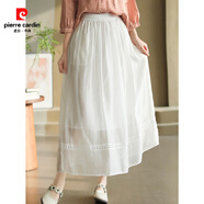 皮爾卡丹（pierre cardin）2025夏季新款天絲雙層純色半身裙女中長(zhǎng)拼接休閑A字仙女裙薄 白色 均碼