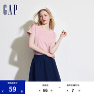 Gap女裝夏季純棉鏤空字母印花logo短袖T恤寬松上衣546498 粉色 155/76A(XS)亞洲尺碼