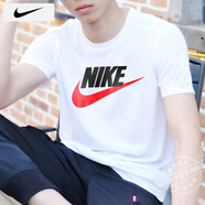 耐克（NIKE）短袖男士 25夏季新款運(yùn)動(dòng)服裝跑步健身衣純色棉質(zhì)半袖圓領(lǐng)休閑T恤 大學(xué)紅/全棉親膚 M 【170】體重110~130斤左右