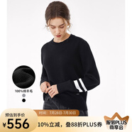 Navigare意大利小帆船純羊毛衫女士秋冬款保暖毛衣圓領(lǐng)針織衫內(nèi)搭打底衫 黑 L