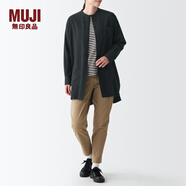無印良品（MUJI）  女式 法蘭絨 中長襯衫  長袖休閑百搭外套 純棉全棉 BCJ16C1A 炭灰色 XXS-XS 150/72A