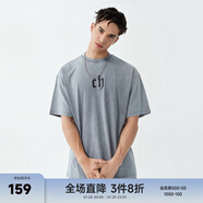 CHINISM  CH赤塵美式?jīng)龈兴俑啥绦鋞恤男士夏季潮流寬松休閑五分袖上衣 花灰色 （基礎(chǔ)款） S