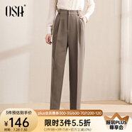 歐莎（OSA）高腰窄版OL職業(yè)垂感煙管西裝褲女通勤顯瘦直筒休閑褲子2025秋新款 咖色A S
