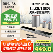 BINNIFA音響 杜比DTS雙解碼 回音壁 家庭影院KTV音箱 全木質(zhì)發(fā)聲 超重低音炮 5.1全景立體環(huán)繞音 Max7S銀色【單炮版本】