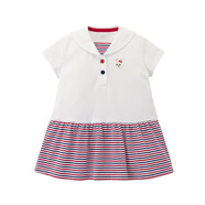 MIKIHOUSE夏季裙子日系兒童卡通可愛(ài)小兔刺繡海軍領(lǐng)短袖連衣裙 白色 110 cm