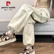 皮爾卡丹（pierre cardin）美式工裝褲女款2025新款夏薄款超火酷颯風(fēng)小個(gè)子窄版闊腿休閑褲子 杏色正常 （夏季） 薄款 2XL
