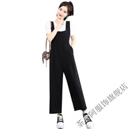 茶小阿背帶褲套裝甜辣2025新款小個(gè)子時(shí)尚寬松網(wǎng)紅休閑減齡兩件套 黑色背帶褲 S 建議70-斤