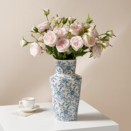 京東鮮花新中式陶瓷花瓶青花瓷客廳復(fù)古水養(yǎng)鮮花干花插花裝飾擺件高級(jí)感