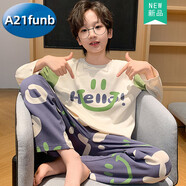 A 21 FUNB青少年睡衣男14-16歲春秋季初中學(xué)生中大童男孩子長(zhǎng)袖純棉家居服 KAY11656 140 否 x 小碼16碼建議身高130-1
