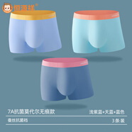 恒源祥兒童內(nèi)褲男童抑菌莫代爾冰絲平角夏季輕薄透氣男孩青少年四角短褲 平紋A組【7A抗菌】 3條 180 加肥 建議145-170斤