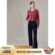 衣香麗影牛仔褲女寬松直筒褲子941046801 深藍(lán)色 L
