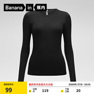 蕉內(nèi)（Bananain）熱皮保暖內(nèi)衣女士打底衫芭蕾領(lǐng)美體肌底衣棉感發(fā)熱秋衣保暖衣 【圓領(lǐng)】黑色 M