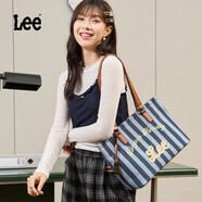 Lee2025新款大容量托特包單肩手提電腦包女士包包男女通勤大學(xué)生書(shū)包 2025年新款 藍白條紋