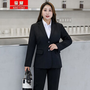 豪耀職業(yè)西裝套裝外套正裝女士秋冬大碼胖mm大學(xué)生面試商務(wù)通勤小西服 黑色西裝 7XL 碼（重170-180）