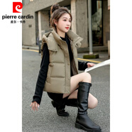 皮爾卡丹羽絨棉馬甲女2025冬季新款韓版寬松加厚背心洋氣短款坎肩外套女裝 軍綠色/817 XL 建議120-135斤