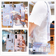 三星（SAMSUNG）適用原裝于A(yíng)6/A8plus手機殼硅膠J330保護套J530卡通J730腕帶斜跨 A6 plus 紫色多只玉桂狗 +斜跨+公仔