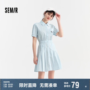 森馬連衣裙女翻領(lǐng)百褶短裙氣質(zhì)優(yōu)雅夏時(shí)尚收腰襯衫裙109324114022