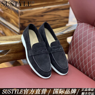 SUSTYLE奢侈高檔品牌男2025秋季新款軟皮透氣軟底懶人鞋舒適休閑鞋一腳蹬 咖啡 37