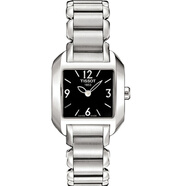 天梭（TISSOT）瑞士海浪系列手表女士手表小方表T02.1.225.51 黑色數(shù)字鋼帶