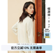 恒源祥毛衣女純羊毛衫時(shí)尚側(cè)開叉大版女裝秋冬新款高領(lǐng)厚款針織衫 珍珠白 L /170/92A