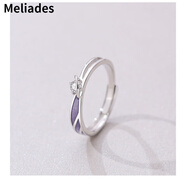 墨利亞（Meliades）s925純銀原創(chuàng  )星球情侶戒指韓版琺瑯小眾設計感開(kāi)口男女對戒潮手飾 星球女戒 開(kāi)口可調節