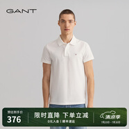 GANT【100%棉】GANT/甘特夏男士寬松時尚休閑舒適通勤翻領(lǐng)短袖POLO衫 110白色 S