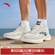 安踏（ANTA）云夢(mèng)男鞋跑鞋運(yùn)動(dòng)鞋皮網(wǎng)拼接透氣輕質(zhì) 【網(wǎng)面】象牙白/一度灰-3 40.5
