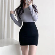GOCHIEI包臀裙高腰顯瘦半身裙高檔一步裙性感牛仔2025夏季新款黑色短裙女 黑色 M 建議95-108斤