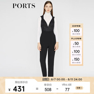 PORTS寶姿 春季新品女裝優(yōu)雅合身蕾絲拼接連體褲SA8P013KWB008 黑色 S (4)