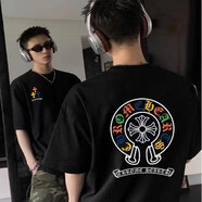 克羅心型男高端經(jīng)典名牌情侶T恤克羅胸前十字架梵文印花男女圓領短袖男 黑色 L