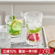忘藝冰川杯錘紋玻璃杯果汁杯酒杯水杯冰紋玻璃水杯矮款涼水杯 冰川杯-矮款