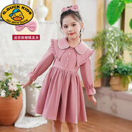 G.DUCKKIDS公主裙女童禮服2025秋裝新款洋氣兒童春秋連衣裙童裝大童秋款裙子 812粉色同款發(fā)夾 130 cm