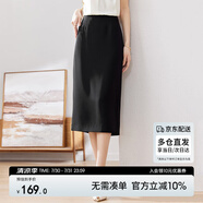 尚都比拉梨型遮胯顯瘦優(yōu)雅通勤直筒西裝裙夏季開叉半身裙 黑色 XL 
