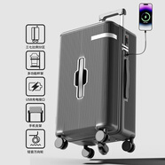 領(lǐng)游者行李箱大容量深倉戶(hù)外學(xué)生旅行箱男加厚五輪耐用上學(xué)密碼箱拉桿箱 鈦金灰【大容量深倉-37比例分區】 20英寸 【減震剎車(chē)輪+五輪承重】
