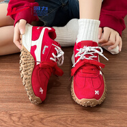 回力（Warrior）德訓鞋女春秋季紅色厚底運動(dòng)老爹鞋休閑跑步鞋子5001 紅/白37