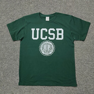 皇古迪純棉vintage美式寬松加州大學CAL伯克利T恤Berkeley校服UCLA短袖 橄欖綠 UCSB橫字大?；?M 高170重105-125