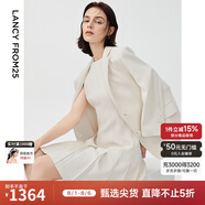 朗姿【三醋酸Basic衣櫥】白色女士小西裝外套夏新款西服明星同款 米白色2 L