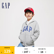 Gap男女童春秋L(fēng)OGO經(jīng)典連帽衛衣拉鏈開(kāi)衫外套890300 灰色 150 cm(L)亞洲尺碼