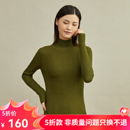 哥弟真的好（GIRDEAR）女裝修身坑條半高領(lǐng)打底針織衫女A300525 橄欖綠 S (2碼)
