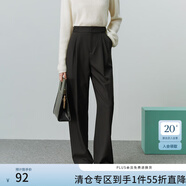 FANSILANEN范思藍(lán)恩22FS3033直筒休閑褲子女秋冬垂感高腰西裝褲 黑色 S