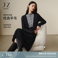 玖姿·安娜蔻優(yōu)雅日常氣質(zhì)含羊毛拼接假兩件織連衣裙女2024冬款 深灰 XL