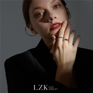 LZK冰川/小眾設(shè)計(jì)s925純銀戒指女鑲鉆ins冷淡風(fēng)個(gè)性百搭指環(huán) 白金色A款四顆藍(lán)色鋯石 【通體純 14號(hào)