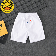 G.DUCKKIDS夏款男童韓版白色五分褲棉寬松中大童女童短褲寶寶黑色運動中褲 白色 130 適高120-130cm年齡7-8歲cm