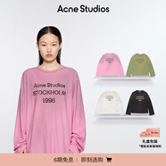 Acne Studios 男女同款 做舊1996印花寬松落肩長袖T恤上衣CL0197 糖果粉色 M