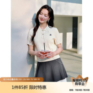 茵曼復(fù)古miu系麻花針織衫夏季女裝POLO衫短袖上衣 珍珠白-短袖 S