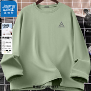 真維斯（JEANSWEST）T恤男女長袖2025春秋純棉親膚打底衫青少年內(nèi)搭上衣服情侶體恤衫 【純棉長袖】棕櫚綠/線型三角X L (推薦100斤-115斤左右)