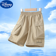 迪士尼（Disney）3-15歲男童速干短褲七分褲子夏季薄款直筒中褲2025新款寬松兒童馬 1956卡其 --短褲 160 cm (建議身高150-160cm左右)