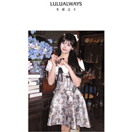 LULUALWAYS我愛露露25夏季新款復(fù)古宮廷風(fēng)優(yōu)雅泡泡提花露肩連衣裙收腰禮服女 灰色 S