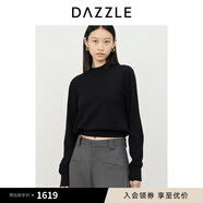 DAZZLE 地素毛針織衫黑色羊絨羊毛中高領(lǐng)套頭小上衣 黑色 XS